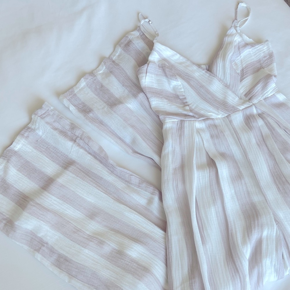 June & Hudson Stripe Cutout Back Jumpsuit - NWOT